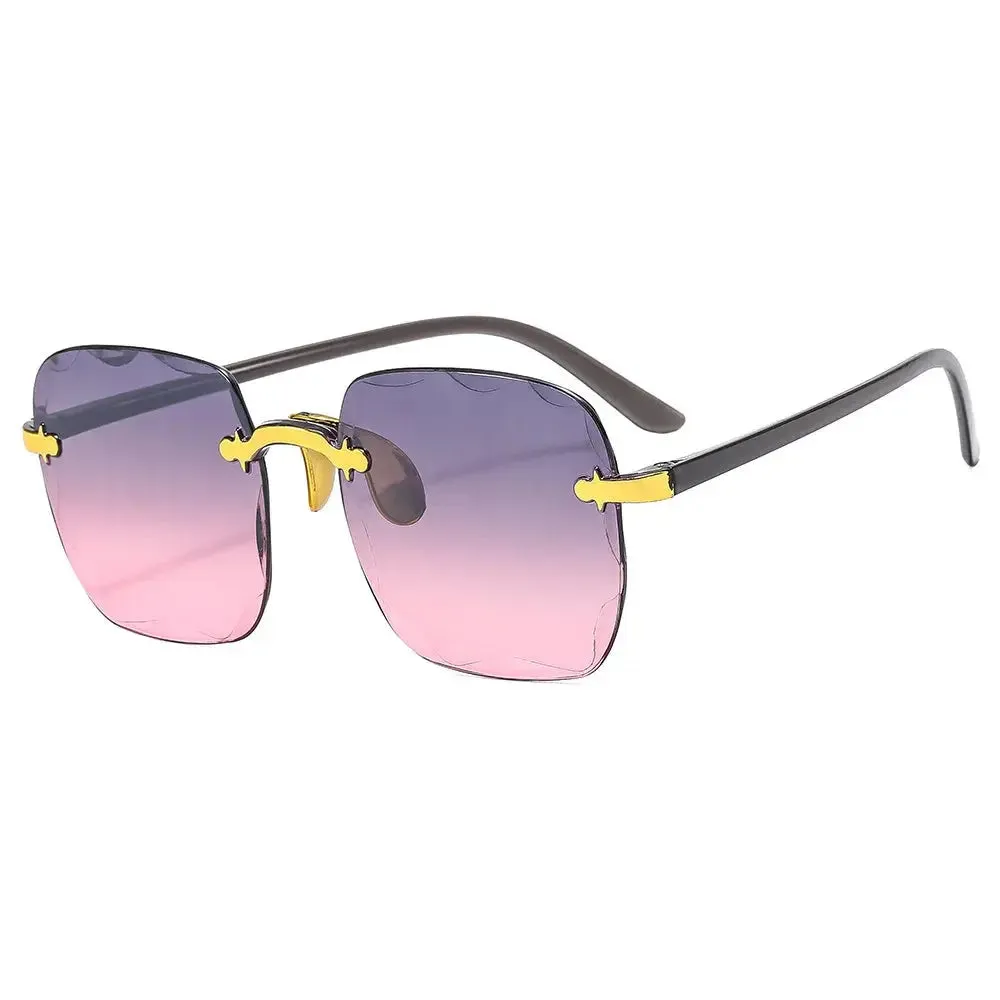 2023 New Rimless Women's Sunglasses Fashion Gradient Lenses Sun glasses Lady Vintage Alloy Legs Classic Designer Shades UV400