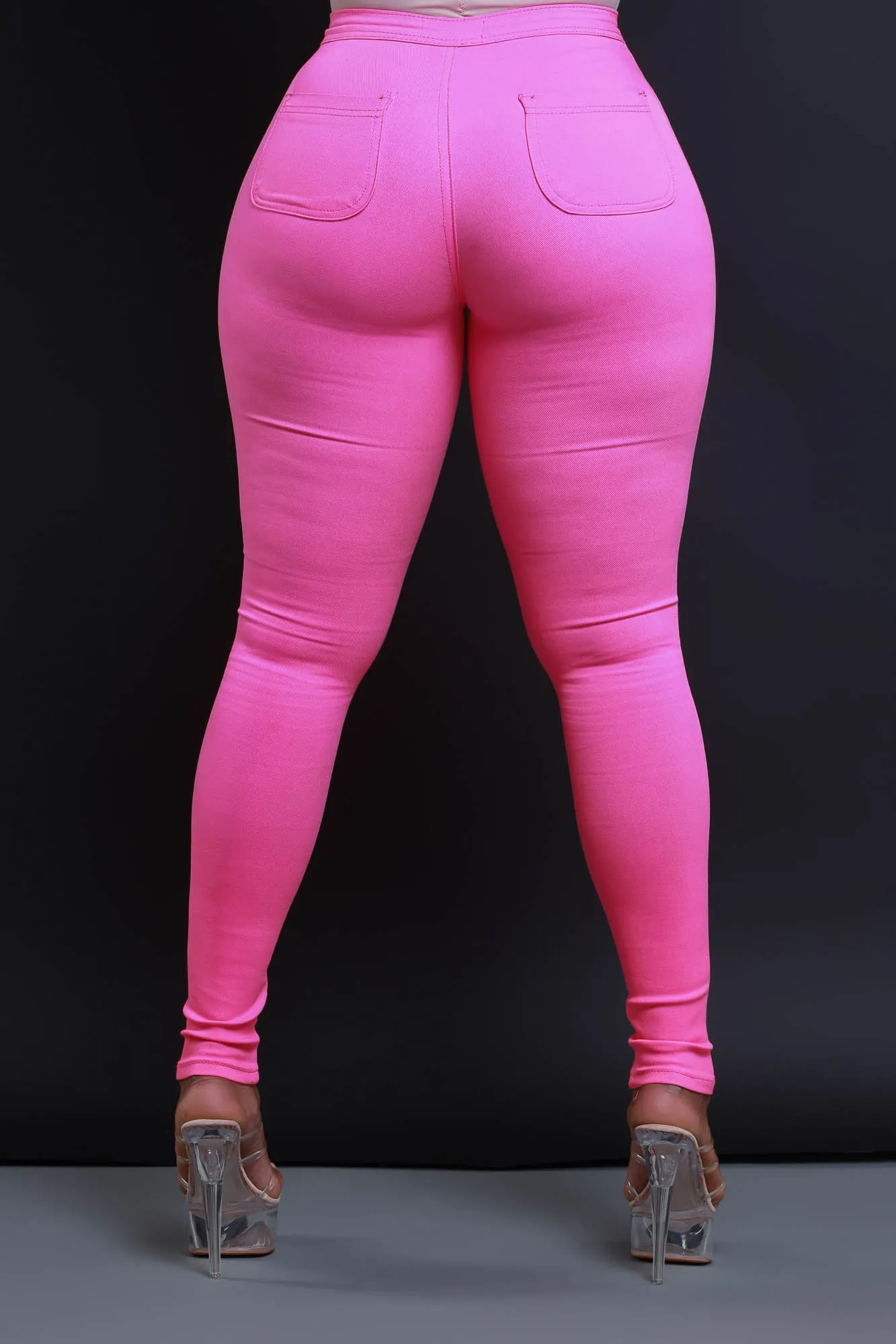$5 Super Swank High Waist Stretchy Jeans - Neon Pink