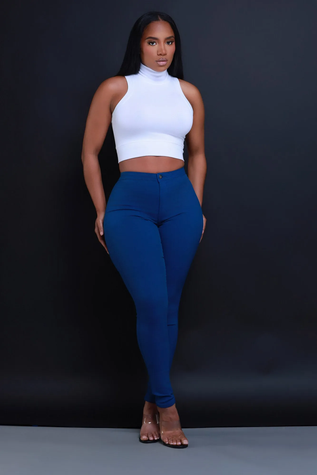 $5 Super Swank High Waist Stretchy Jeans - Ocean Blue