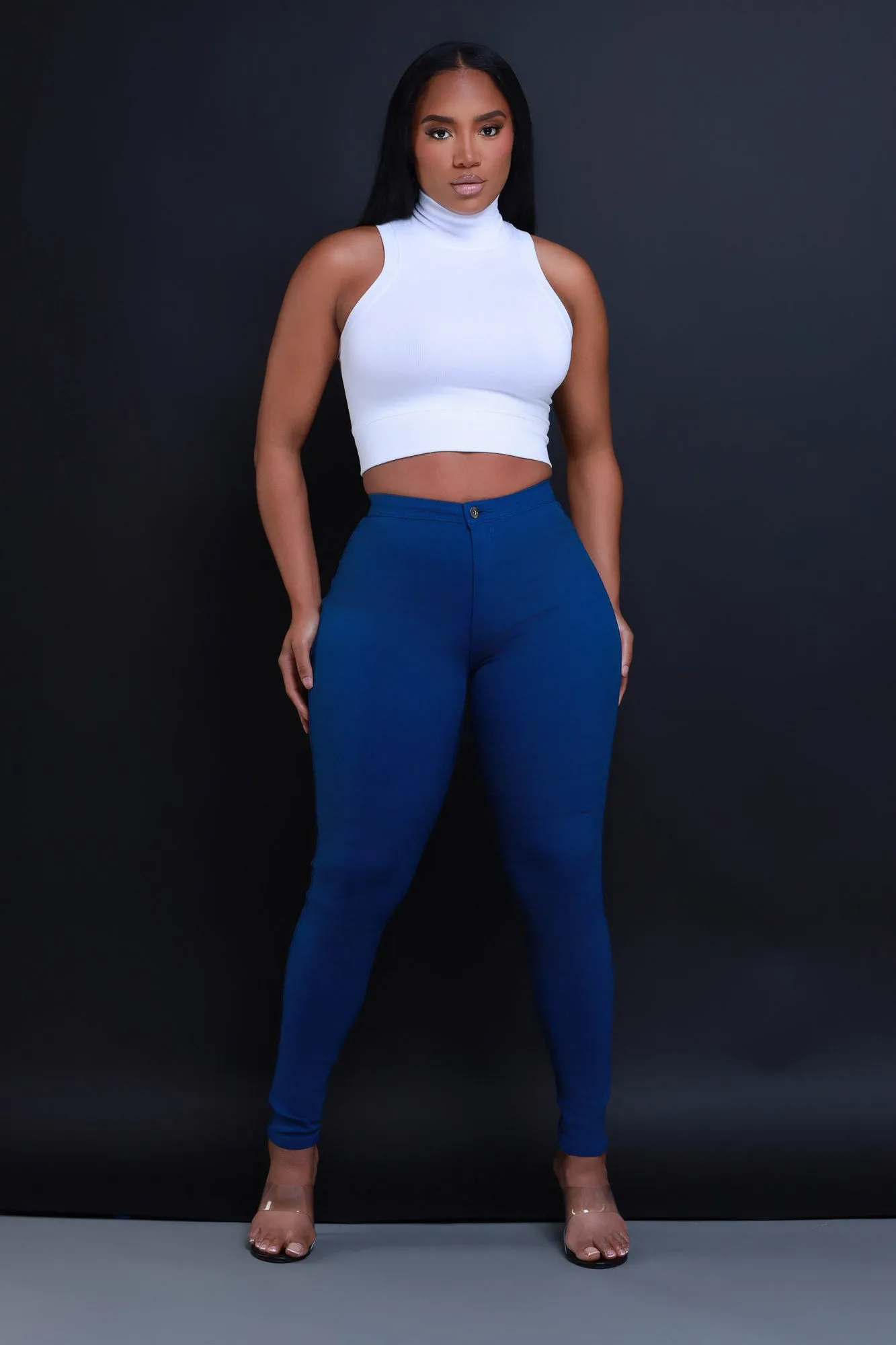 $5 Super Swank High Waist Stretchy Jeans - Ocean Blue