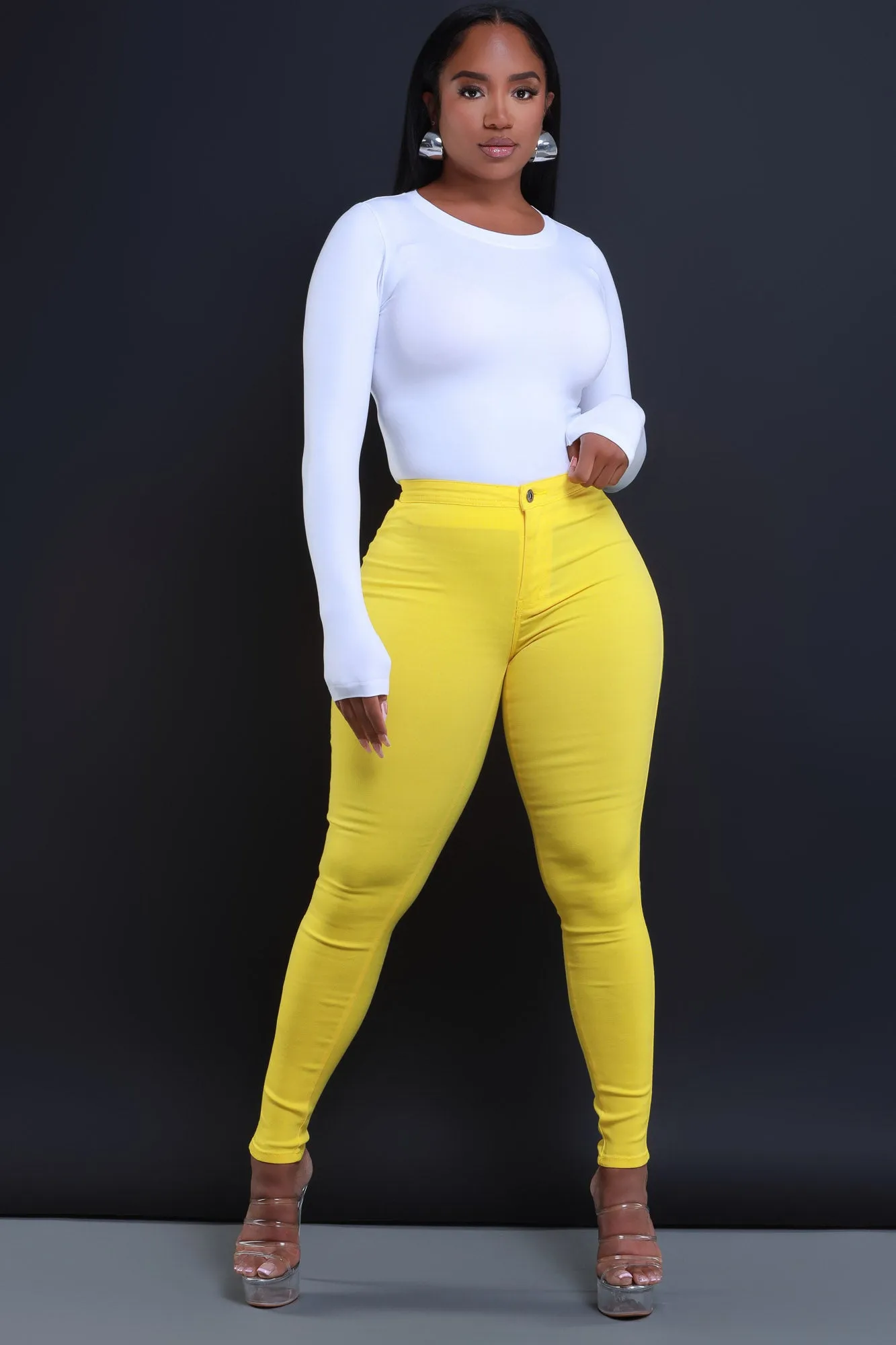 $5 Super Swank High Waist Stretchy Jeans - Yellow