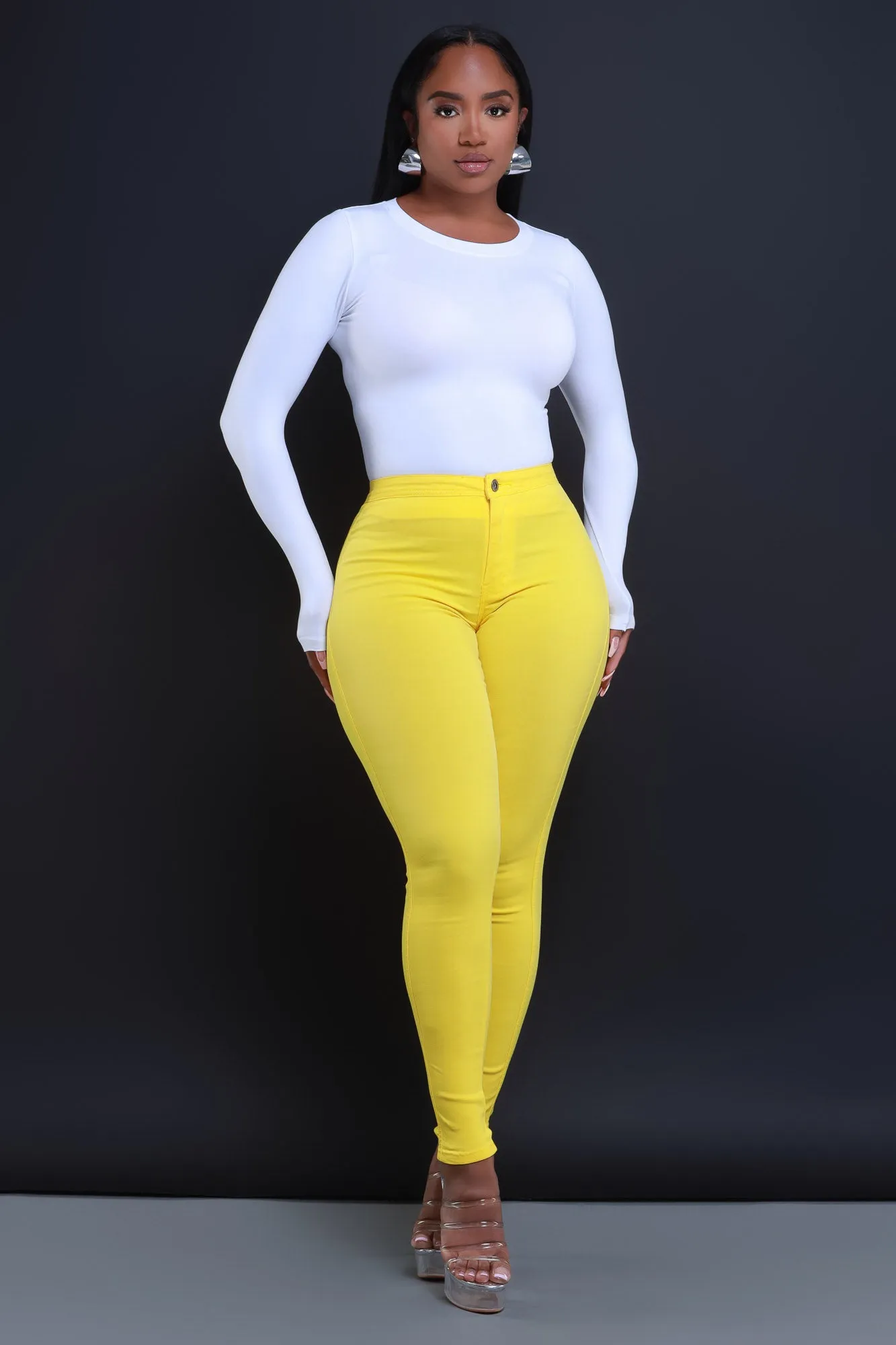 $5 Super Swank High Waist Stretchy Jeans - Yellow