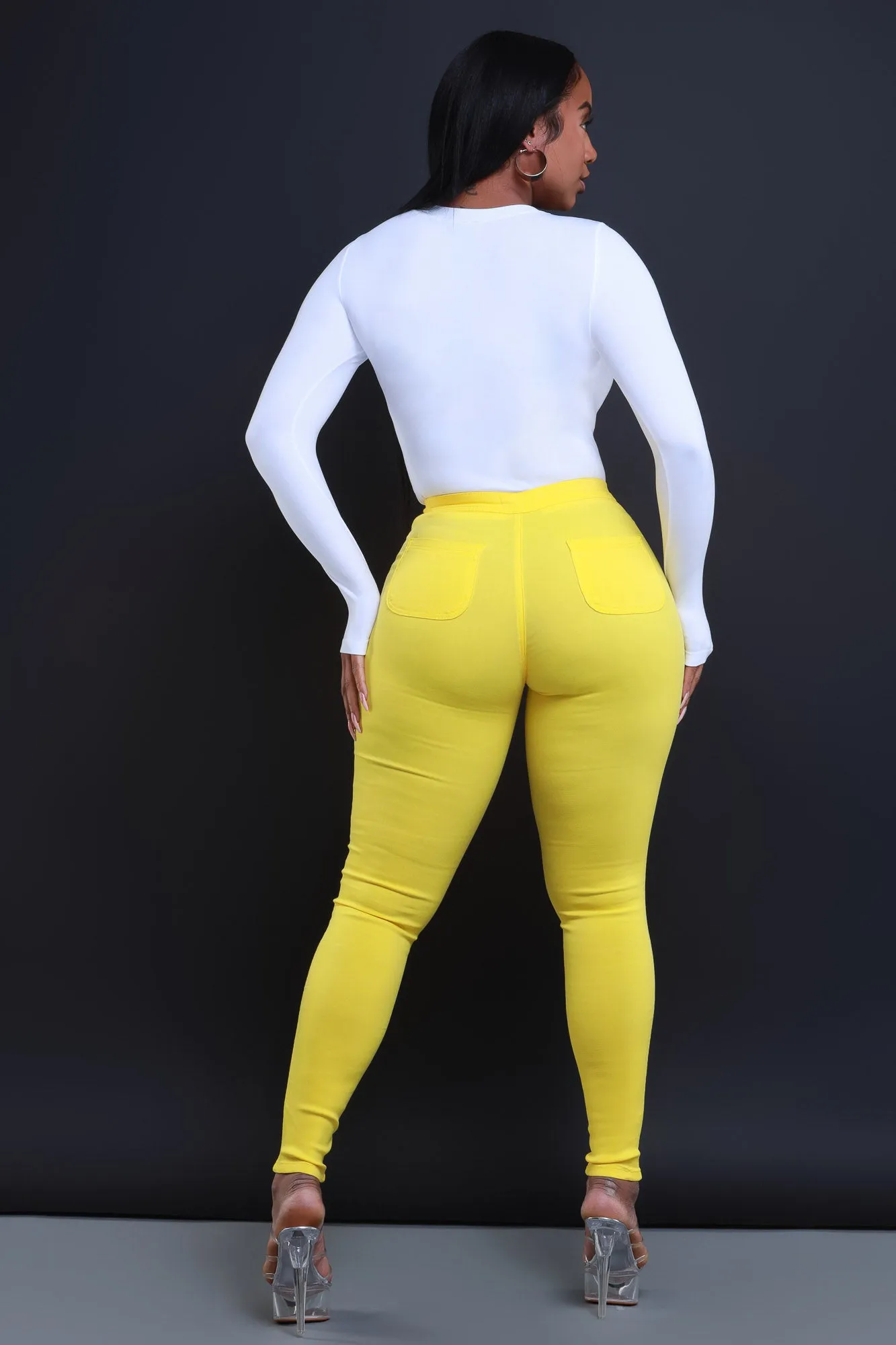$5 Super Swank High Waist Stretchy Jeans - Yellow