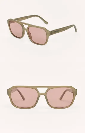 After Hour Pink Polarized Sunglasses in Moss
