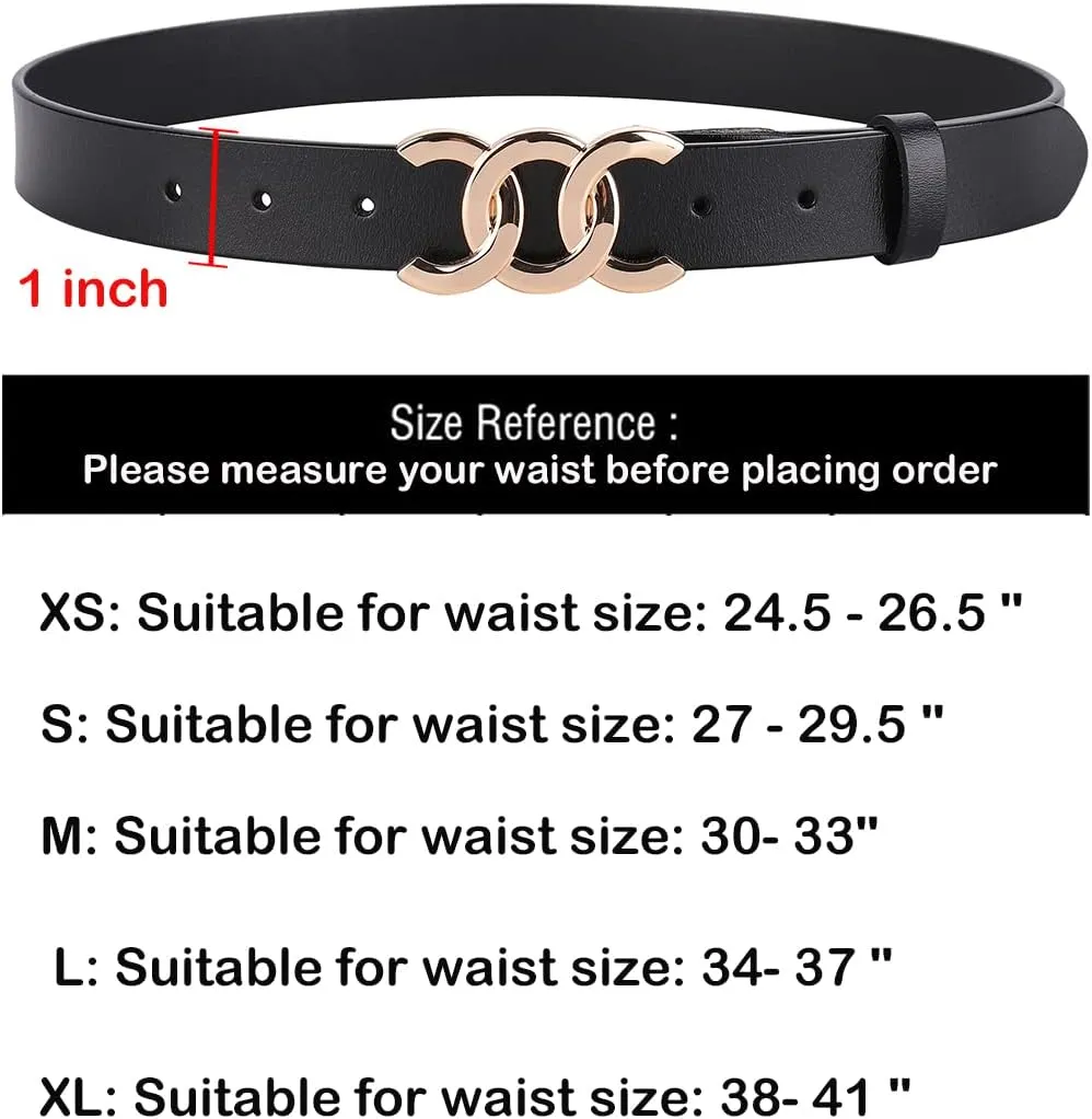 ALAIX Women's Belt Gold/Silver Buckle Belt Black leather belt Fashion Dress Pants Jeans belts for women