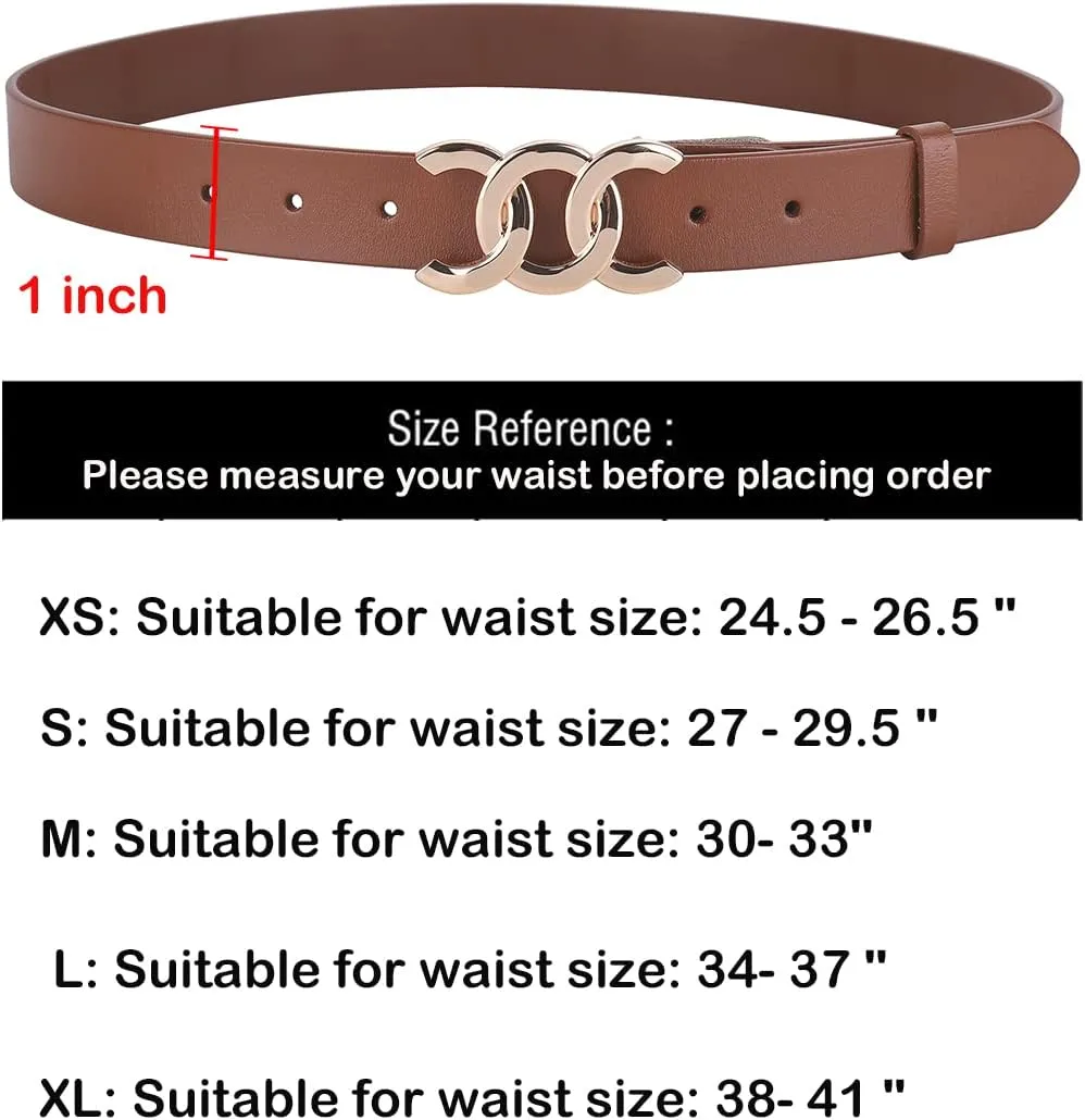 ALAIX Women's Belt Gold/Silver Buckle Belt Black leather belt Fashion Dress Pants Jeans belts for women