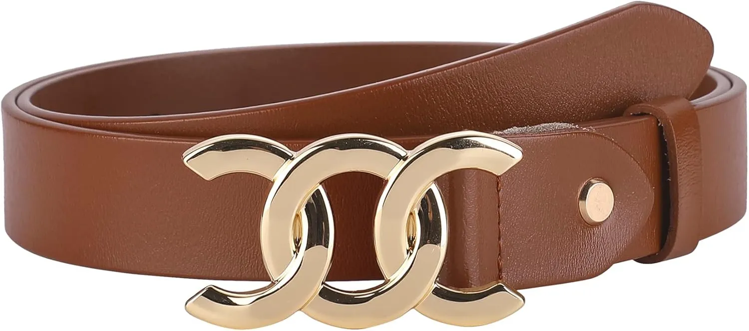 ALAIX Women's Belt Gold/Silver Buckle Belt Black leather belt Fashion Dress Pants Jeans belts for women