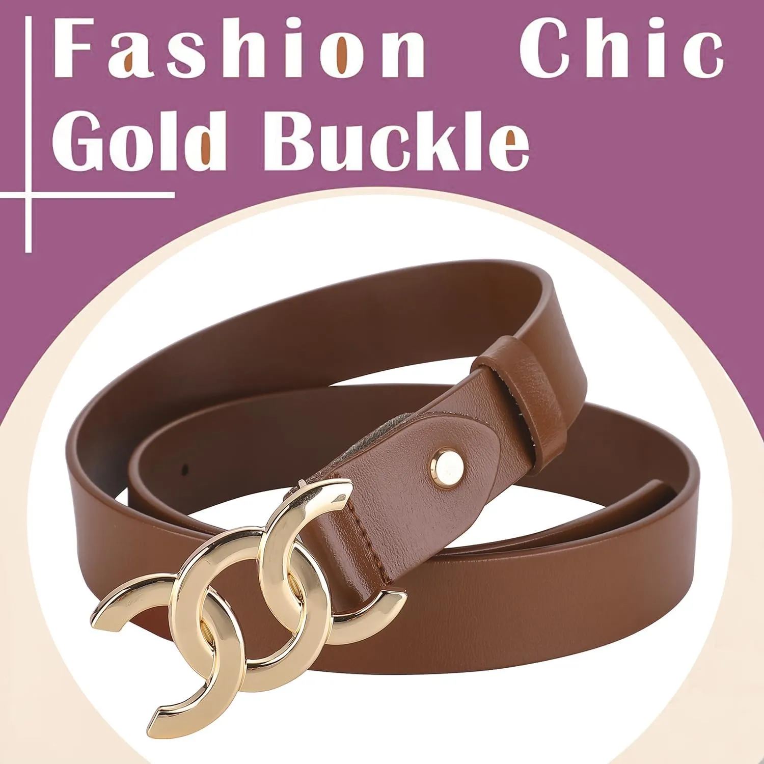 ALAIX Women's Belt Gold/Silver Buckle Belt Black leather belt Fashion Dress Pants Jeans belts for women
