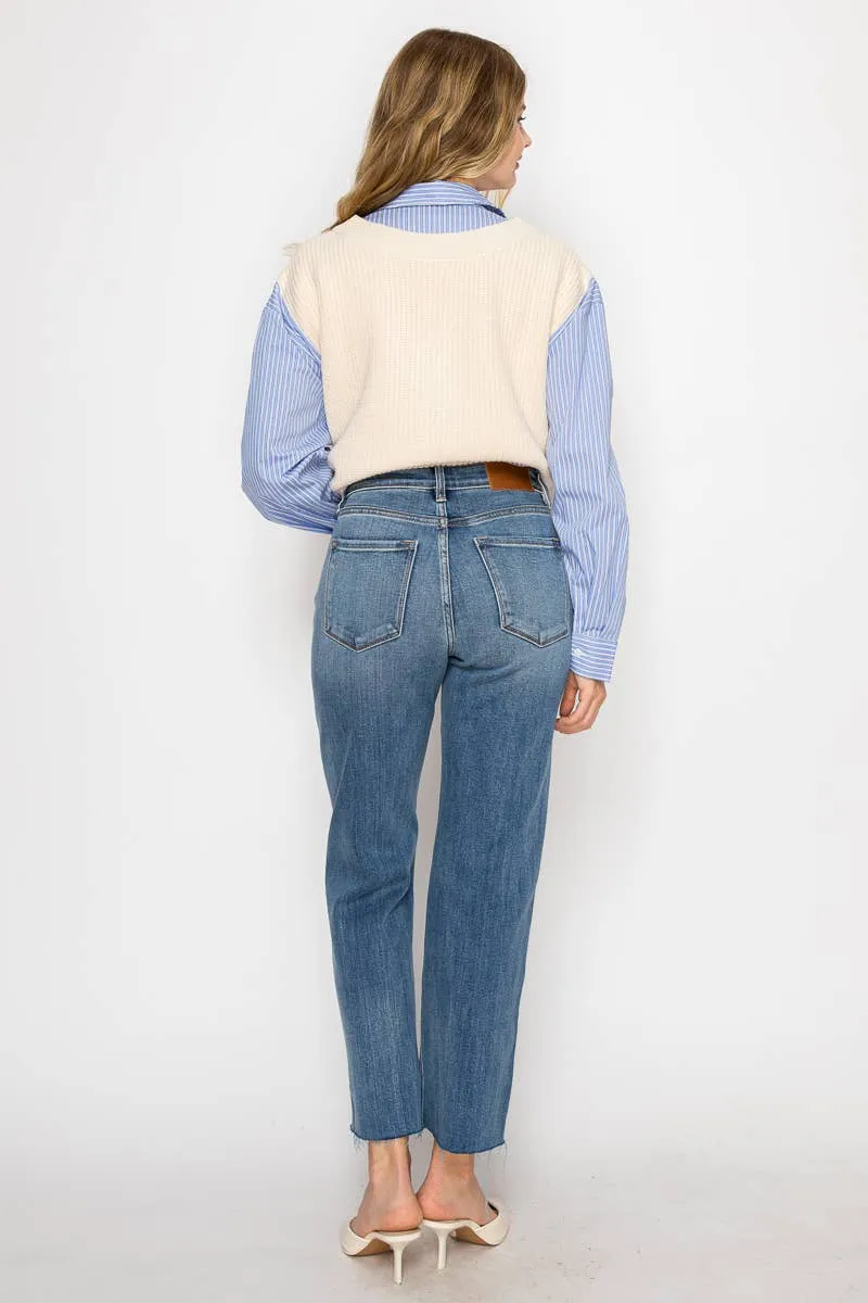 Artemis Denim eco fabric high rise straight leg jeans