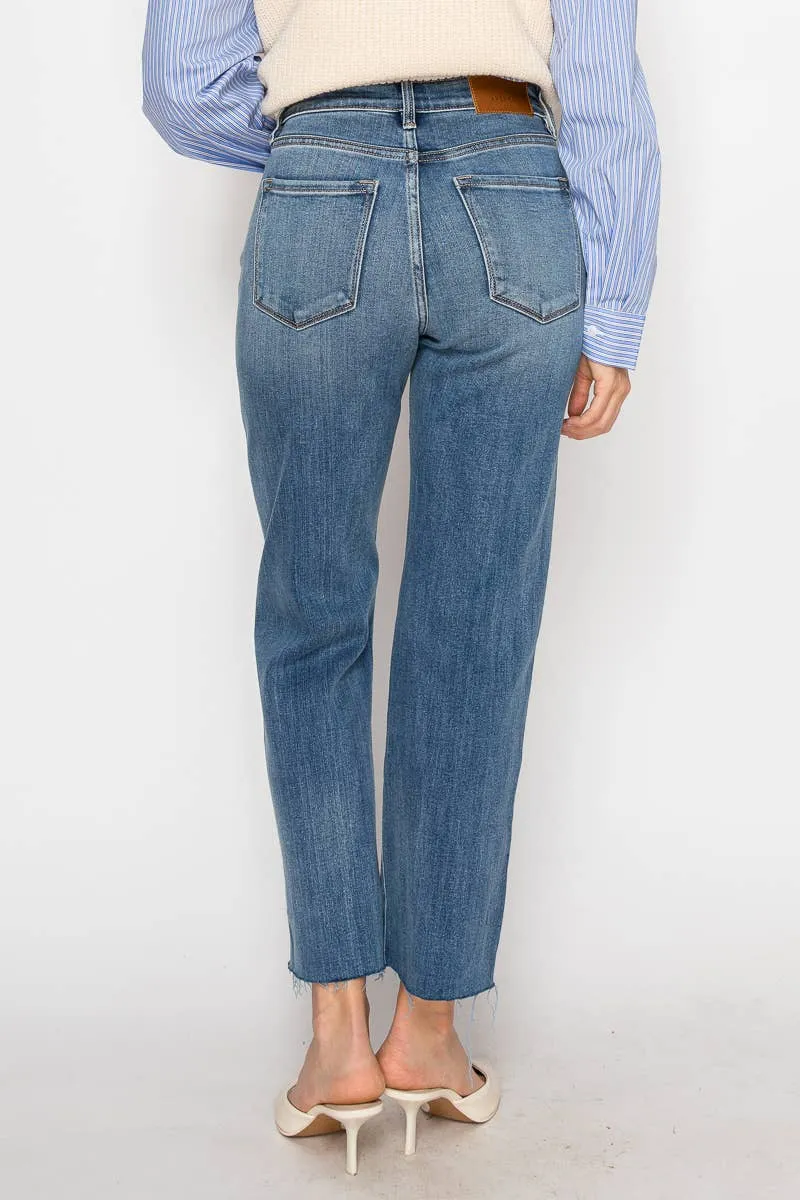 Artemis Denim eco fabric high rise straight leg jeans