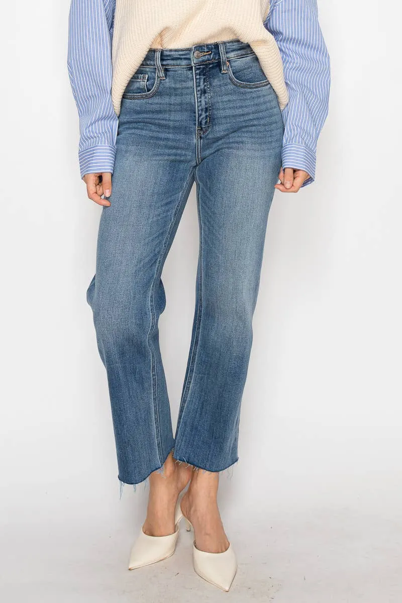 Artemis Denim eco fabric high rise straight leg jeans
