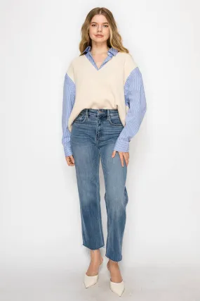 Artemis Denim eco fabric high rise straight leg jeans