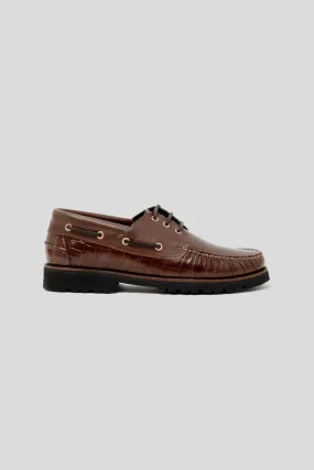 Aztec Boat Shoe - Brown Croc