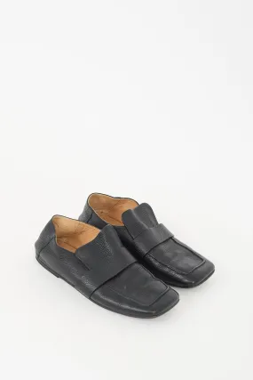 Black Pebbled Leather Spatola Loafer