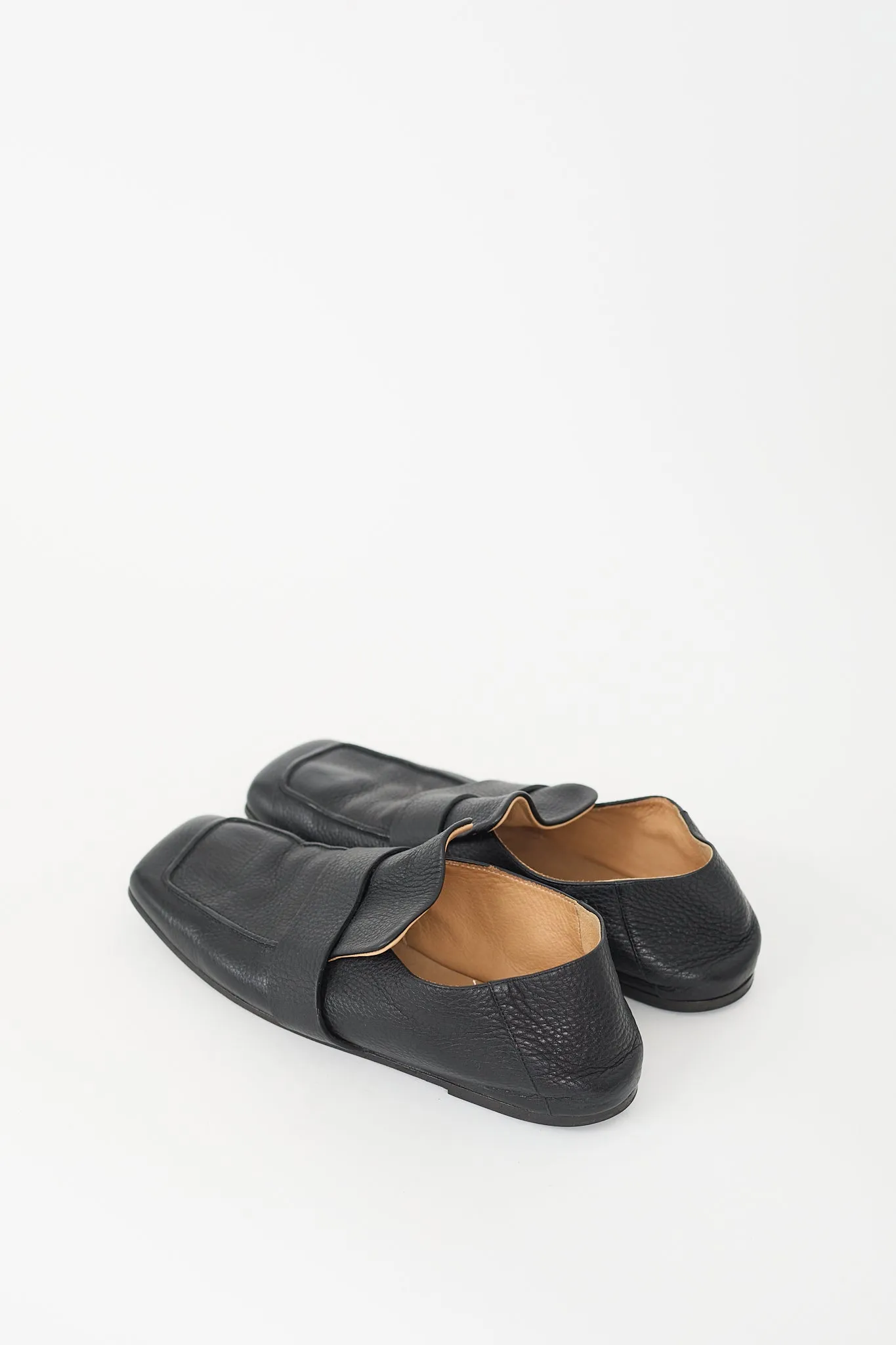 Black Pebbled Leather Spatola Loafer