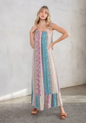 Boho Multi-Color Resort Flowy Tank Maxi Dress