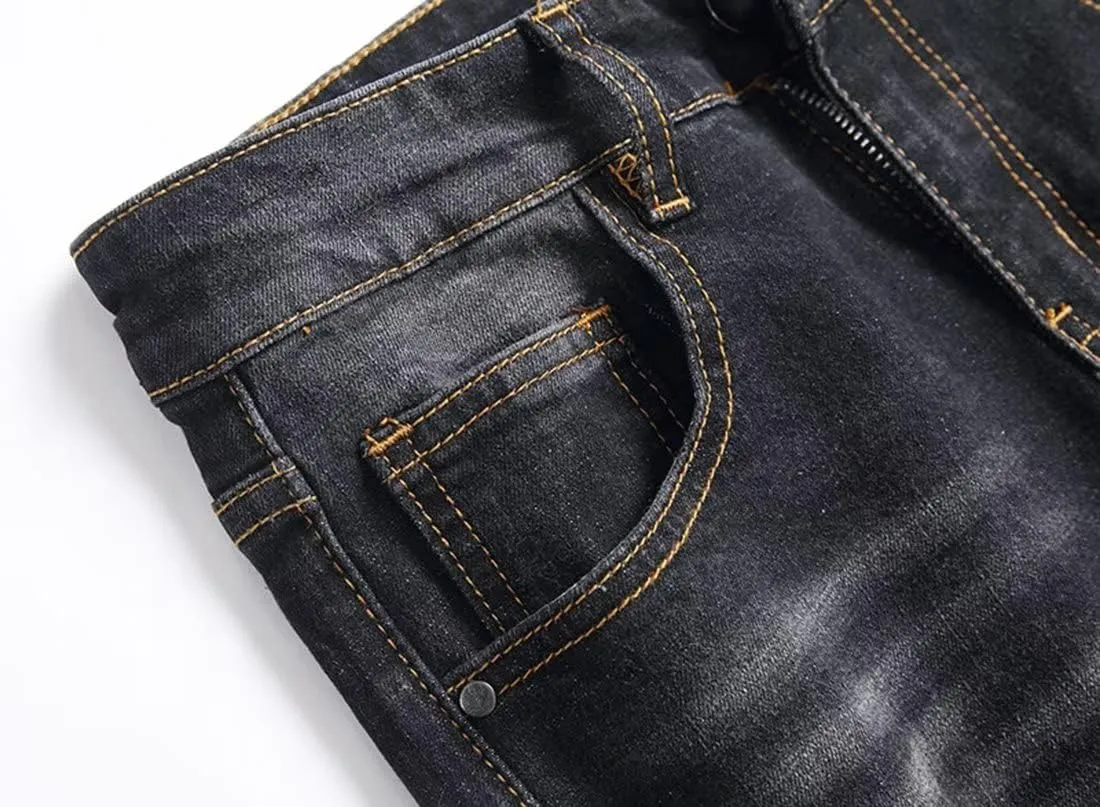 Boys Stylish Skinny Fit Stretchy Ripped Distressed Jeans Pants