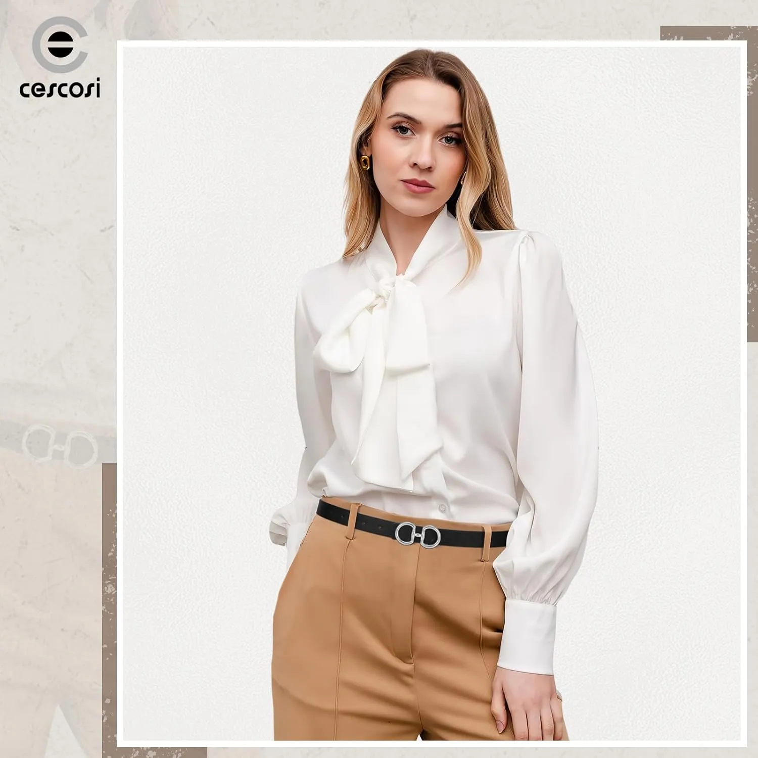 CESCOSI Reversible Leather Belt for Women with Gold Buckle 0.9 Width Ladies Leather Belt for Jeans Pants