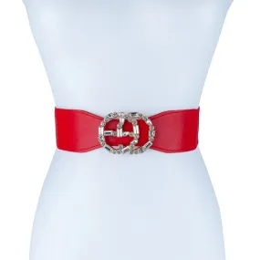 CHIC PU LEATHER RHINESTONE BUCKLE FASHION BELT