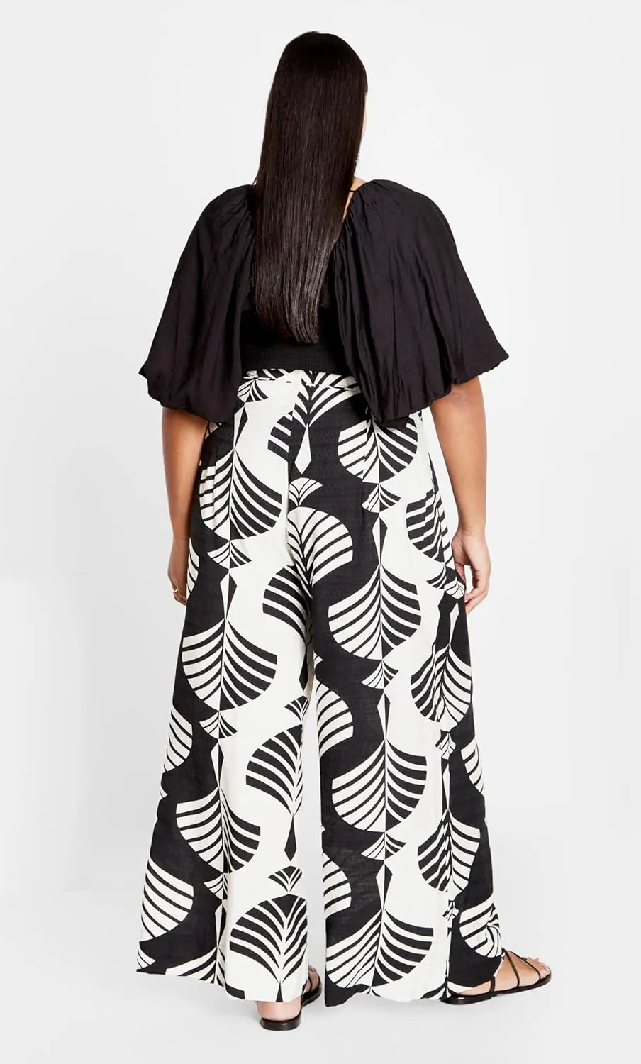 City Chic Women's Plus Size Pant - Peta Print Tie Waist