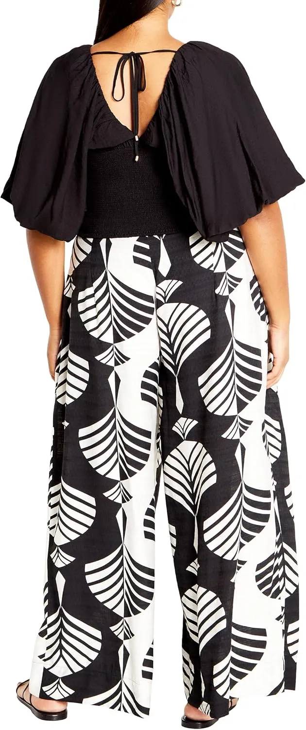 City Chic Women's Plus Size Pant - Peta Print Tie Waist