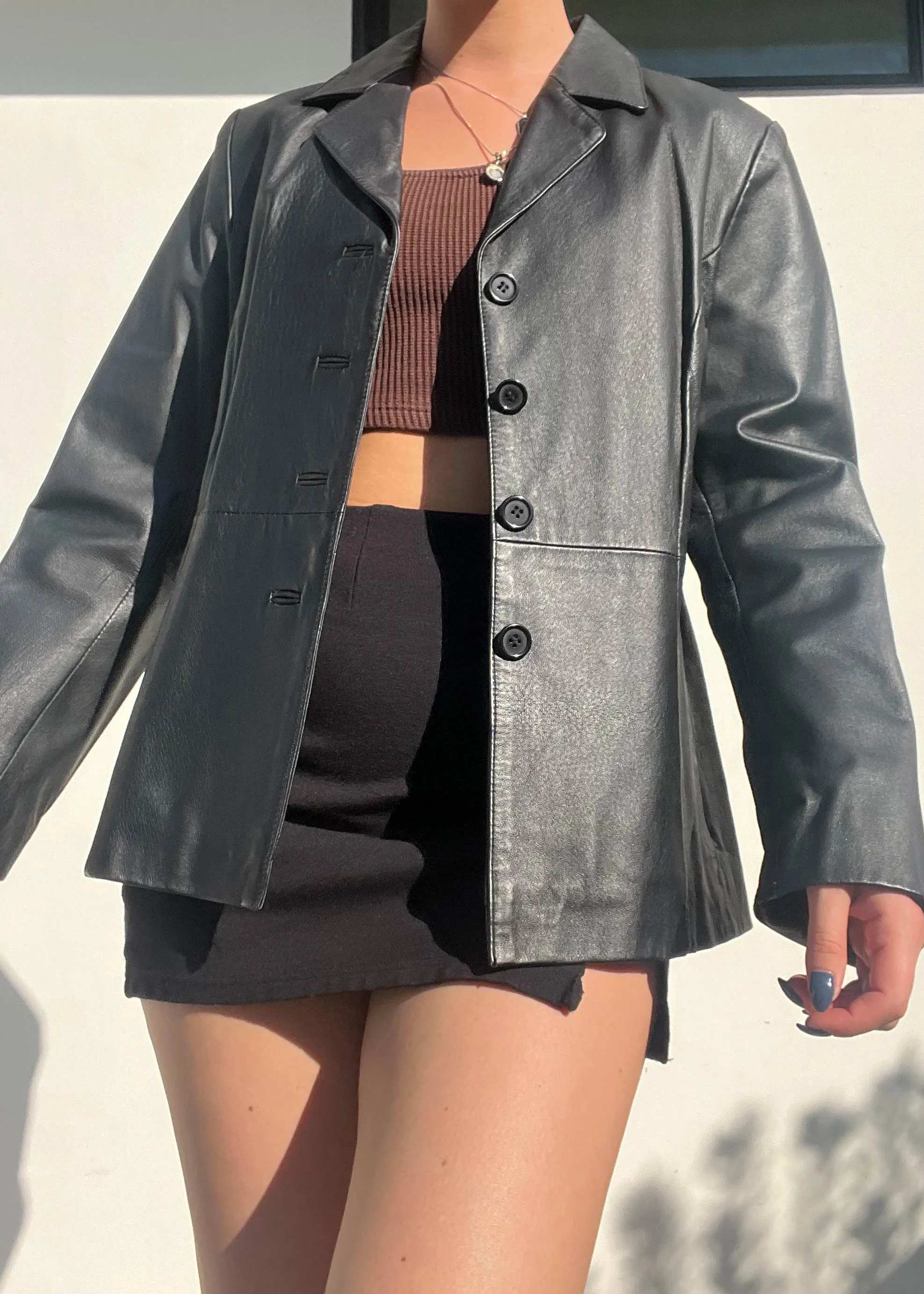 Classic 90's Leather Jacket (M)