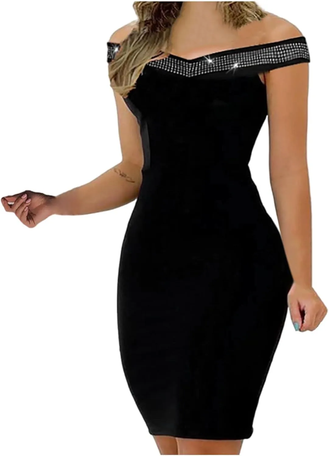 Cocktail Dress for Women,2024 Elegant Sexy Skinny Wedding Guest Dress,Trendy Ruched Slit Irregular Party Dress