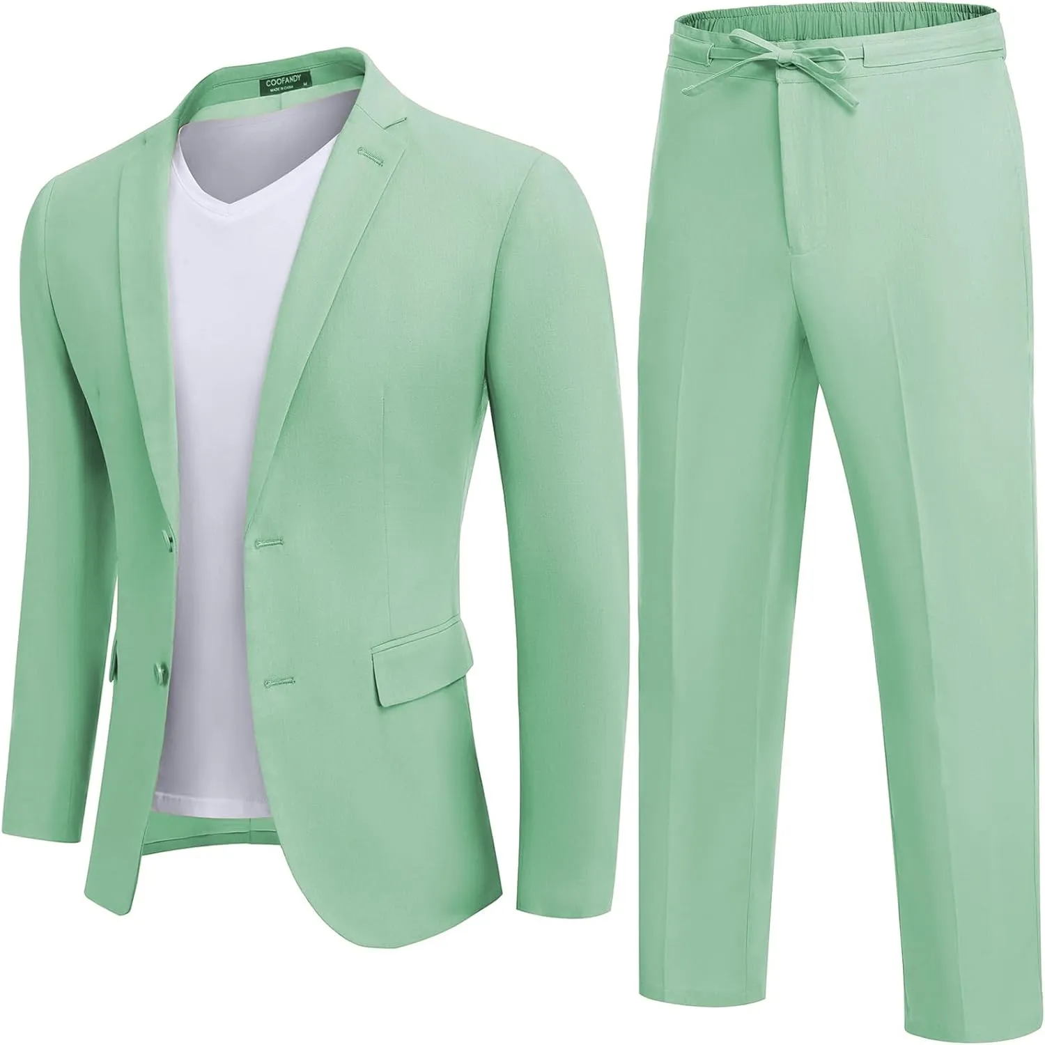 COOFANDY Men's 2 Piece Linen Suits Set Regular Fit Casual Lightweight Blazer Jacket and Pants