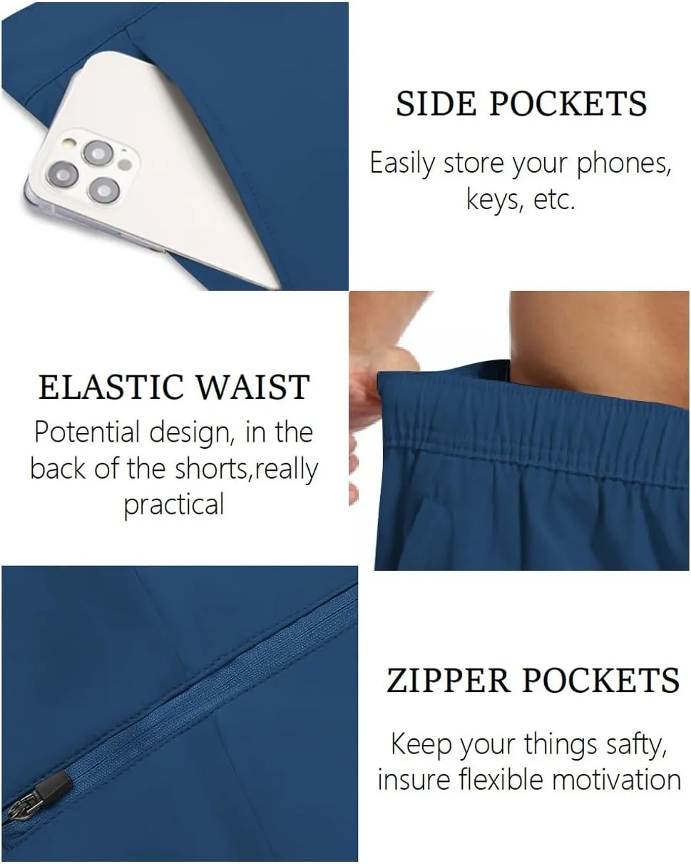 COOFANDY Mens Hybrid Casual Golf Shorts 9" Stretch Lightweight Quick Dry Summer Hiking Travel Shorts with Zipper Pockets