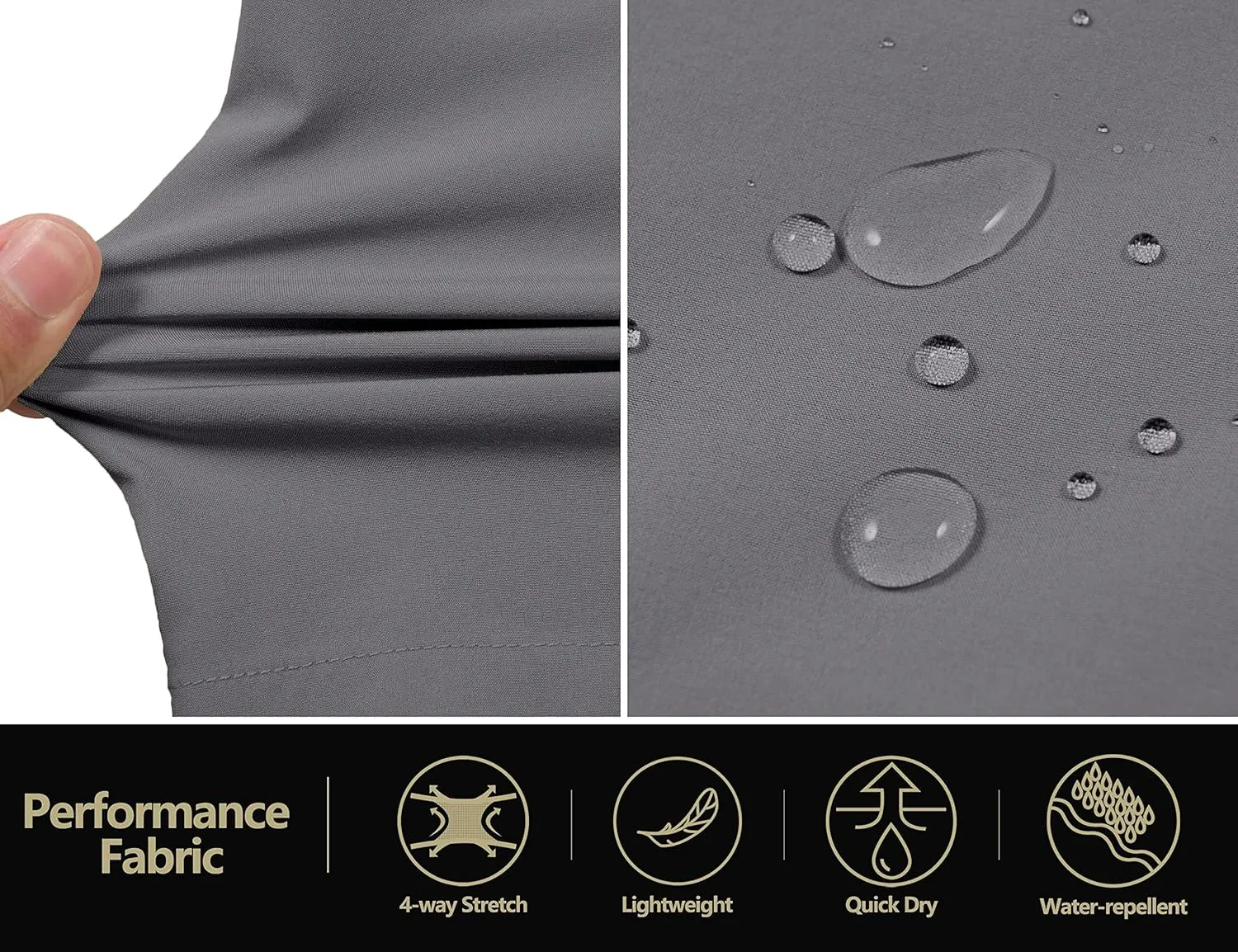 COOFANDY Mens Hybrid Casual Golf Shorts 9" Stretch Lightweight Quick Dry Summer Hiking Travel Shorts with Zipper Pockets