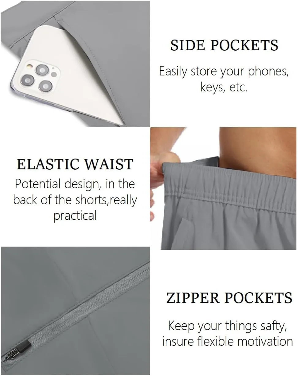 COOFANDY Mens Hybrid Casual Golf Shorts 9" Stretch Lightweight Quick Dry Summer Hiking Travel Shorts with Zipper Pockets