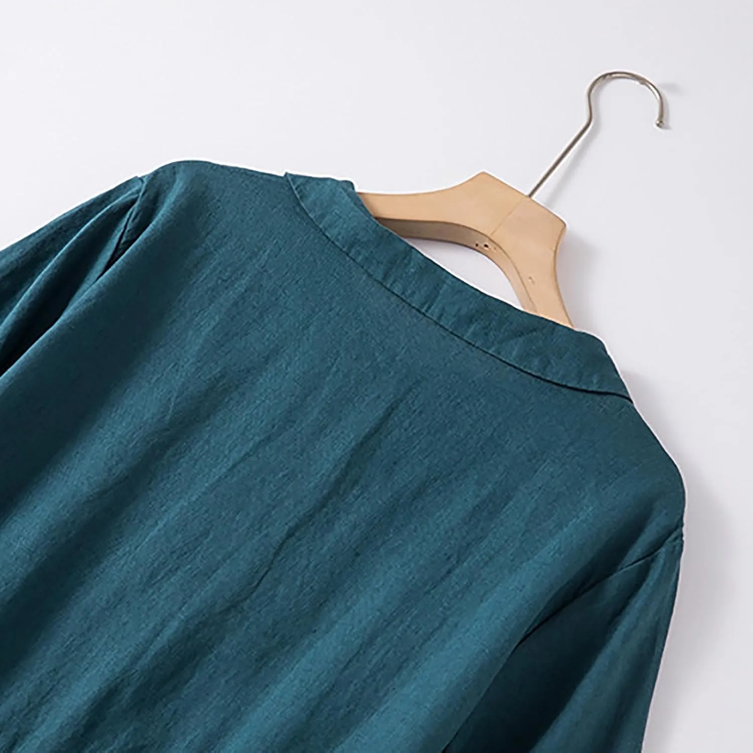 Cotton Linen Maxi Dresses for Women Summer Fashion Lapel Short Sleeve High Waist Beach Button Shirt Dress