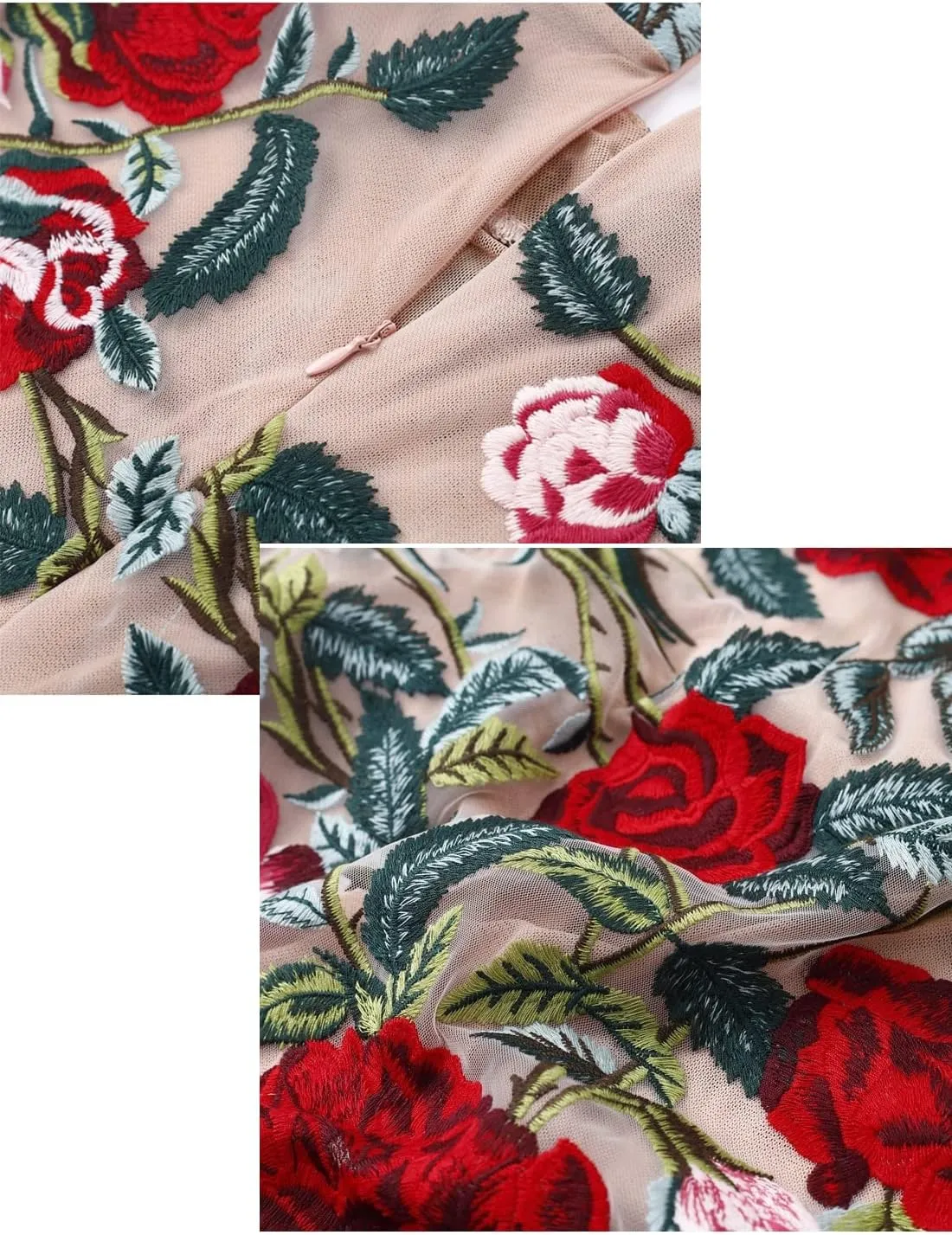 Elegant Embroidered Floral Dress for Women Lace Mini Dress Bodycon Long Sleeve Party Dress for Ladies