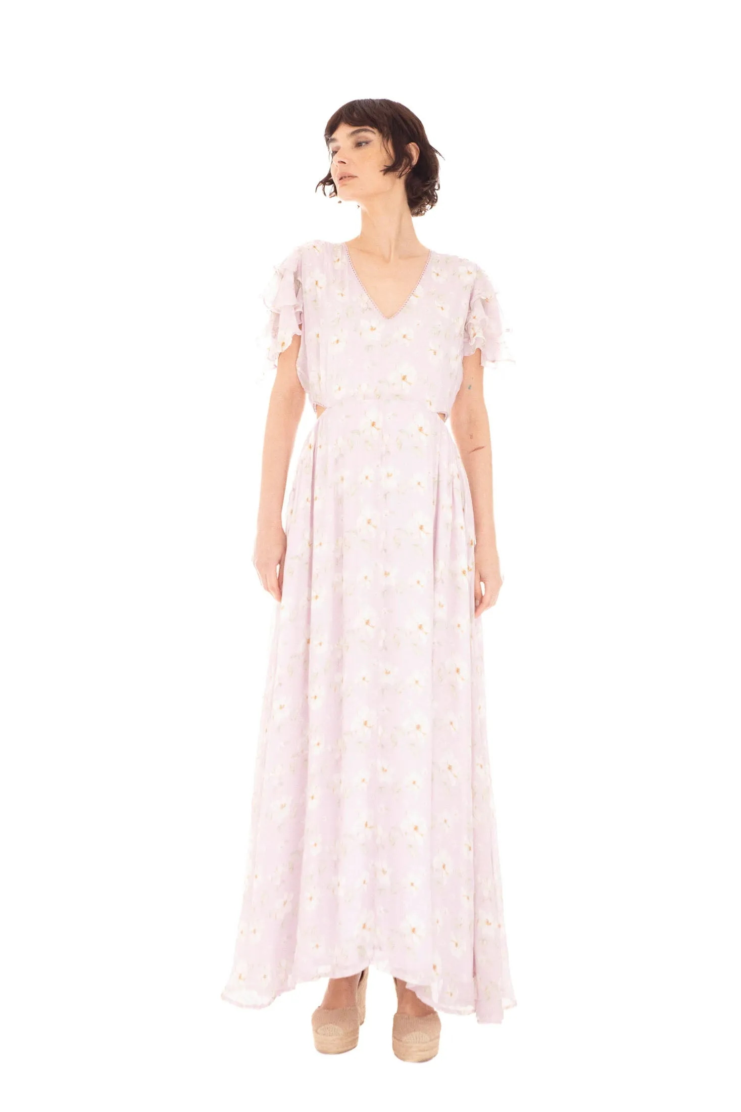 Elise Dress - Lavender Peony Print