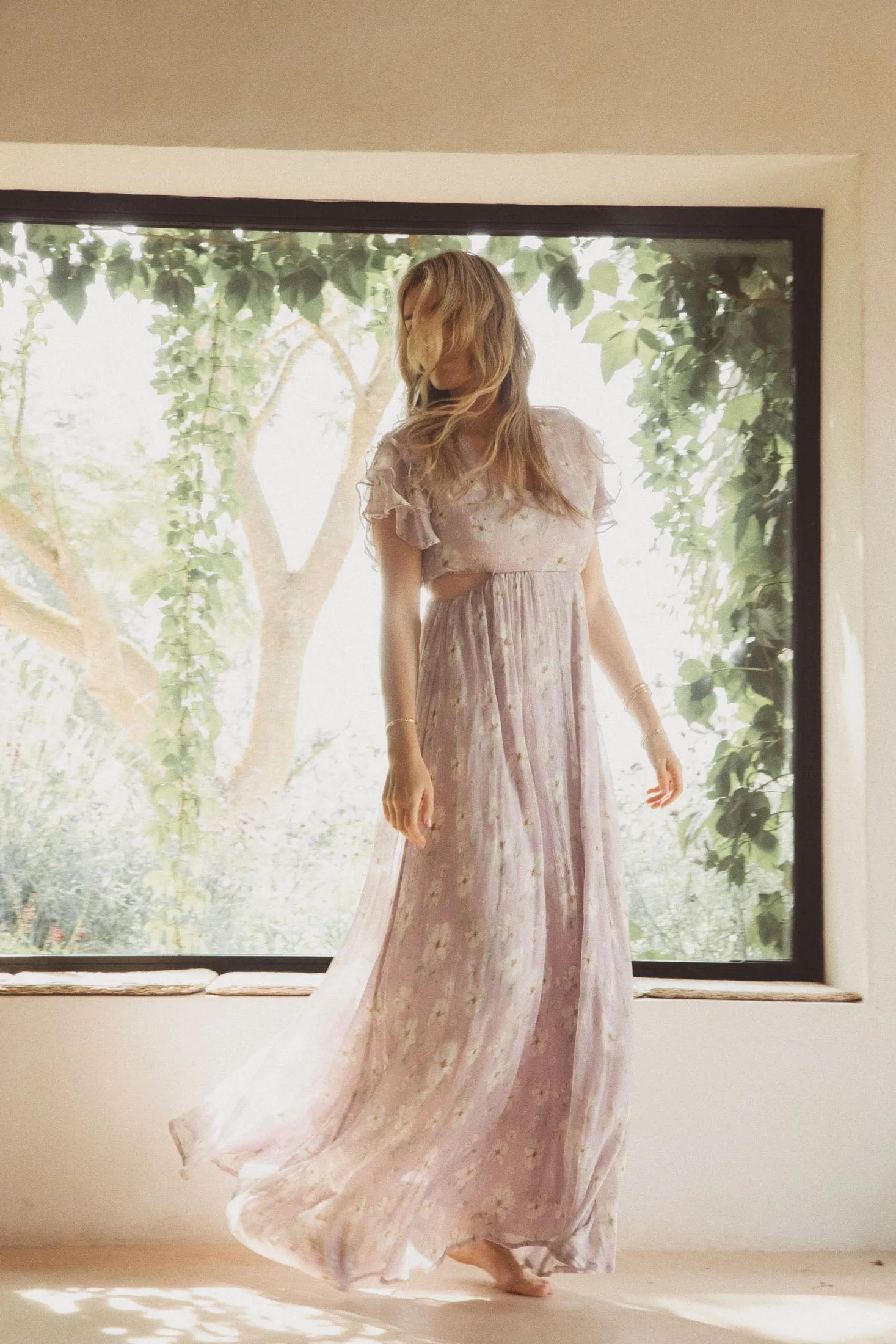 Elise Dress - Lavender Peony Print
