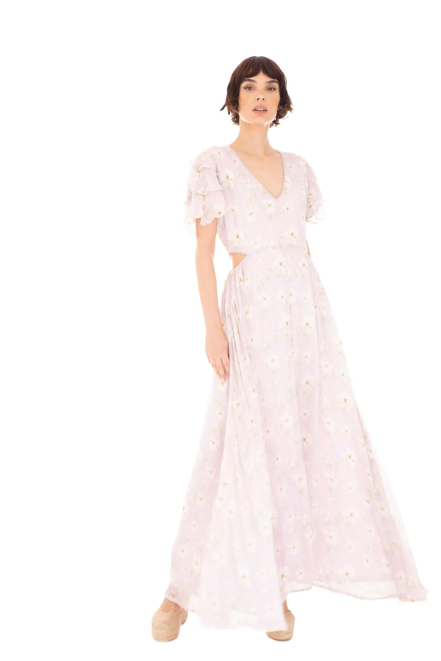 Elise Dress - Lavender Peony Print