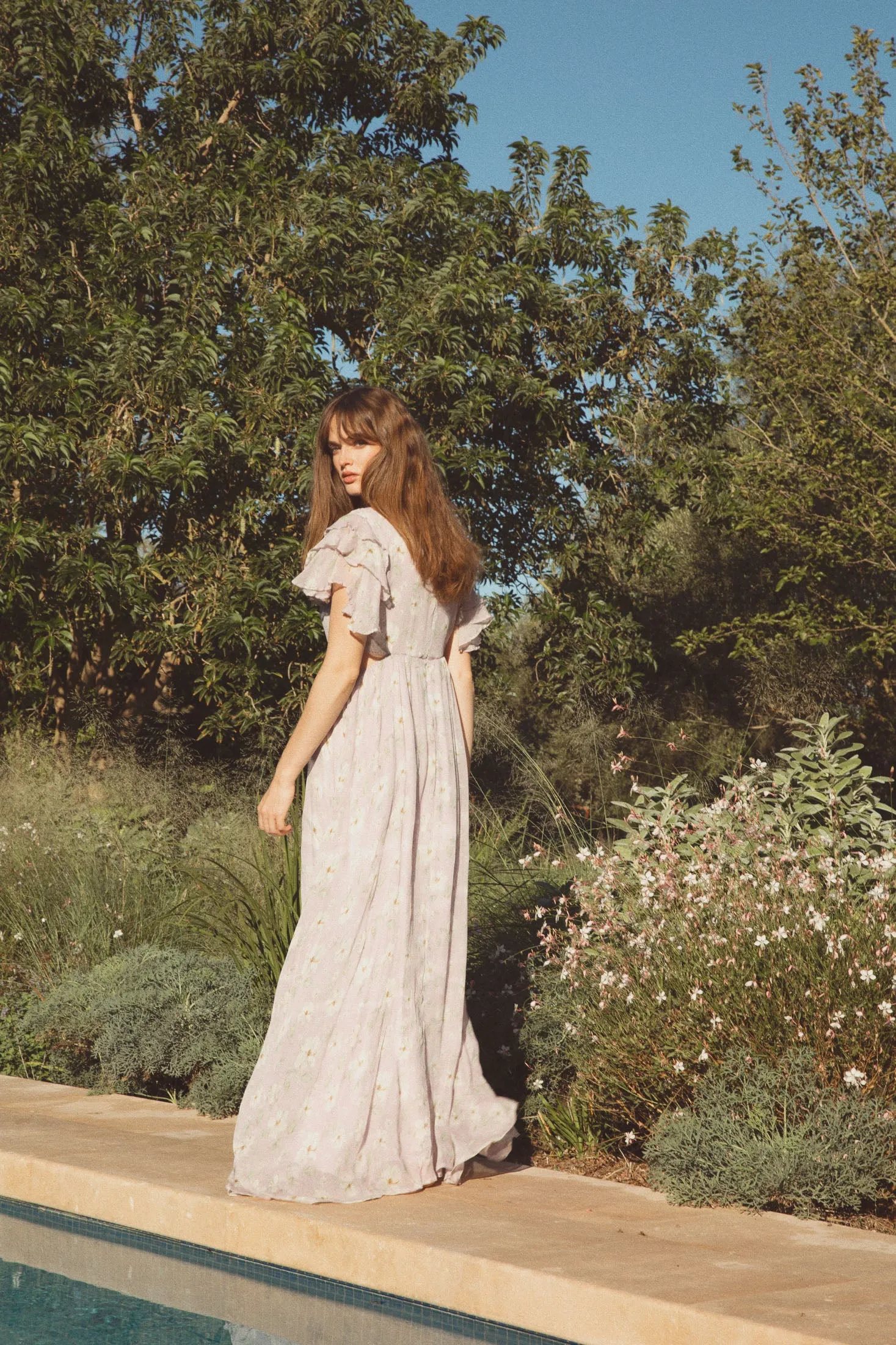 Elise Dress - Lavender Peony Print