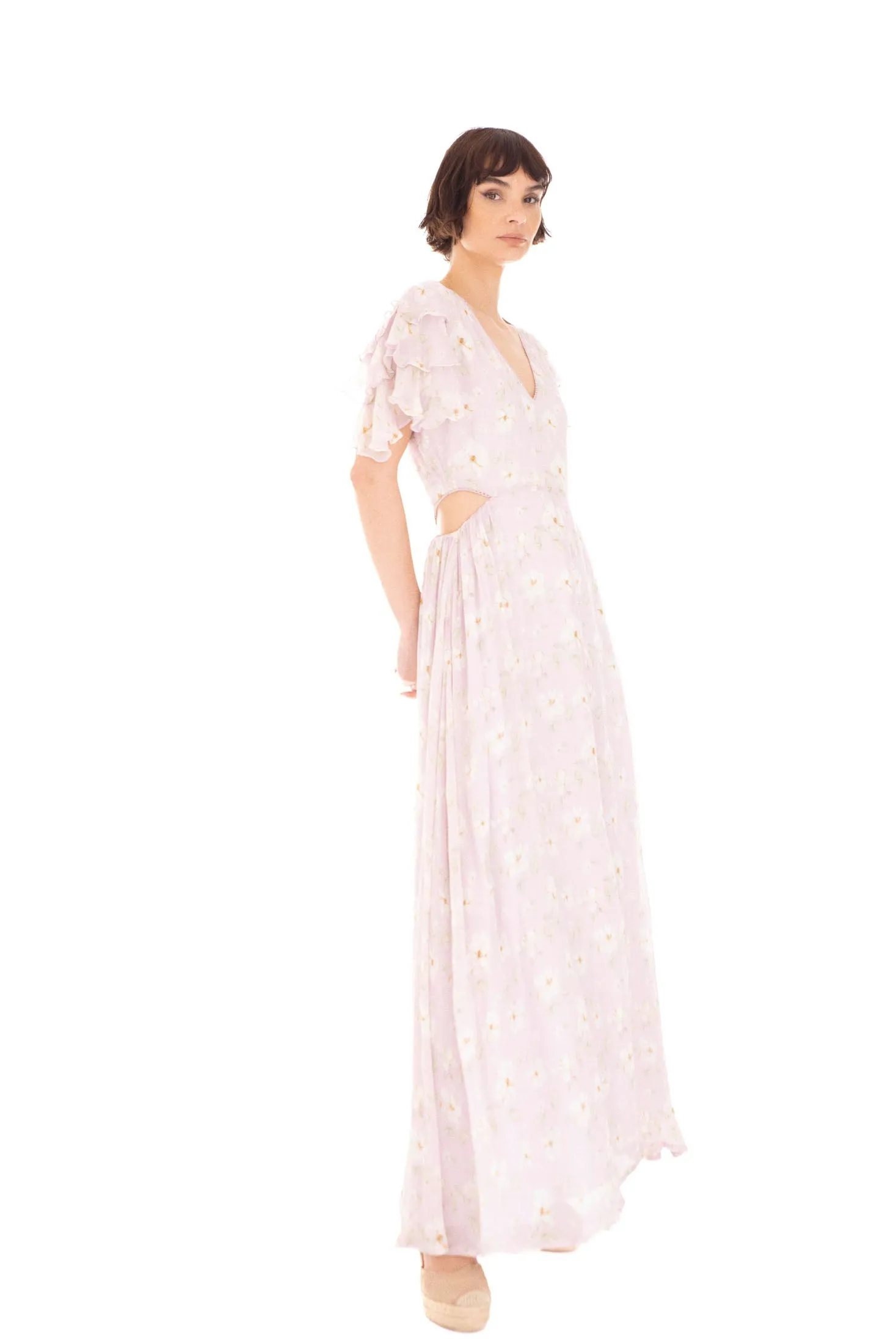 Elise Dress - Lavender Peony Print
