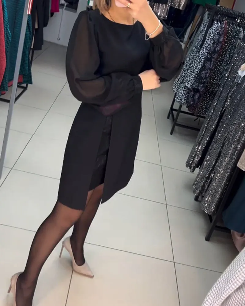 free shipping📦Elegant Puff Sleeve Dress