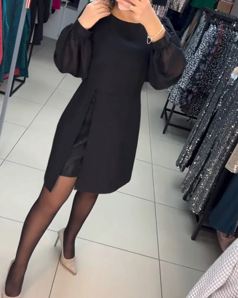 free shipping📦Elegant Puff Sleeve Dress