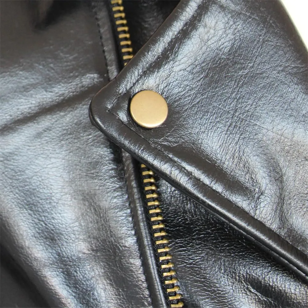 Genuine Leather Classic Motorcycle Jacket Heavyweight Natural Horsehide Motor Biker Jacket Coat