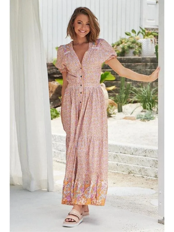 JAASE Forget Me Not Print Jean Maxi Dress