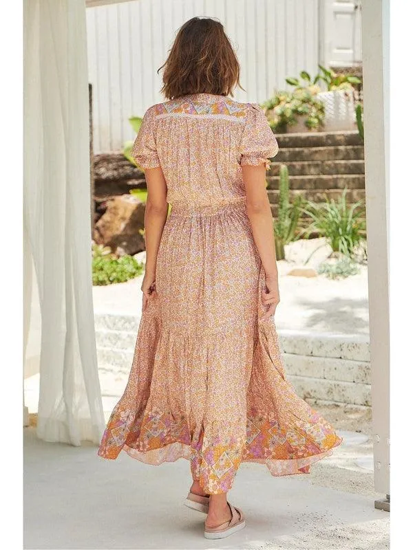 JAASE Forget Me Not Print Jean Maxi Dress