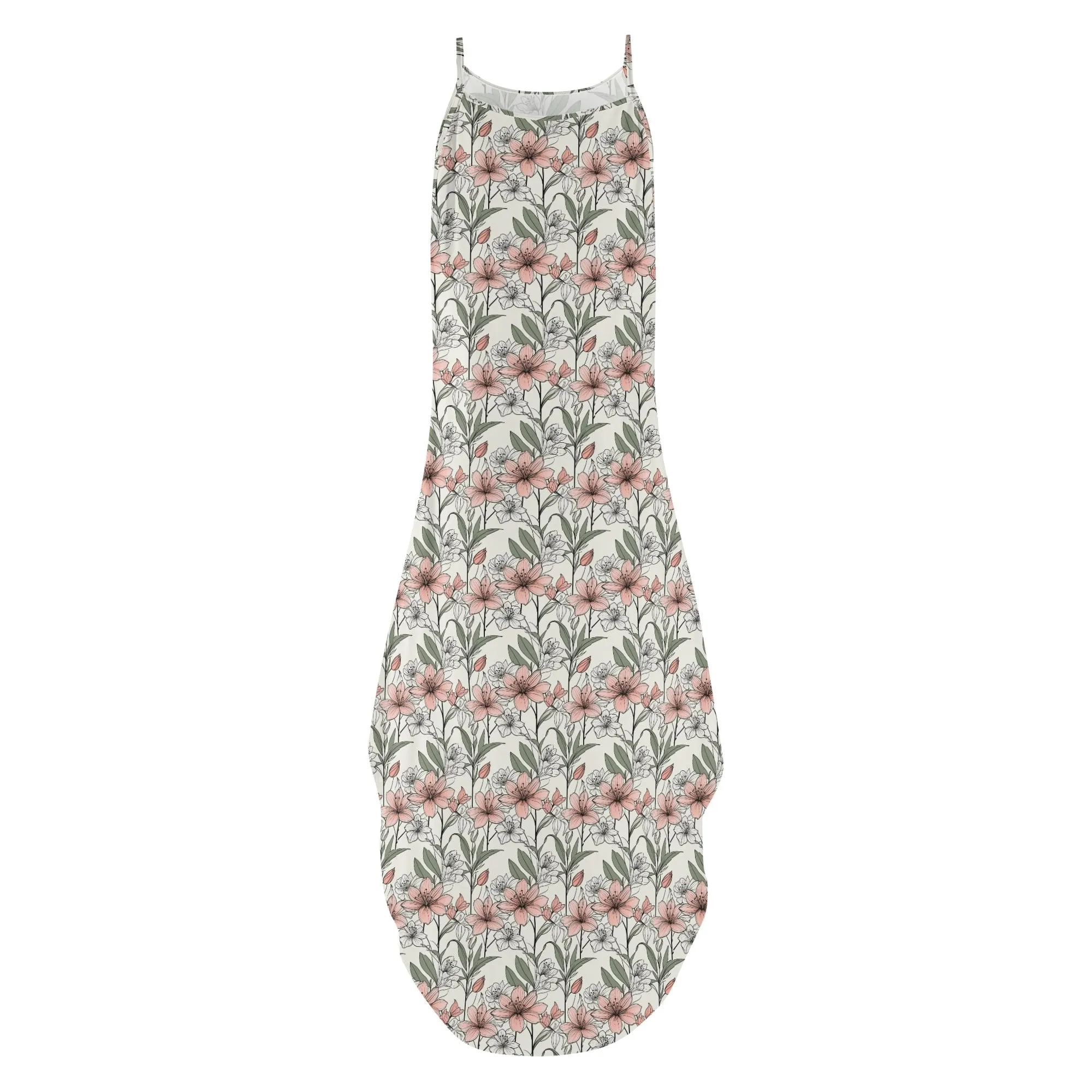 Japan Floral Womens Elegant Sleeveless Evening Dress