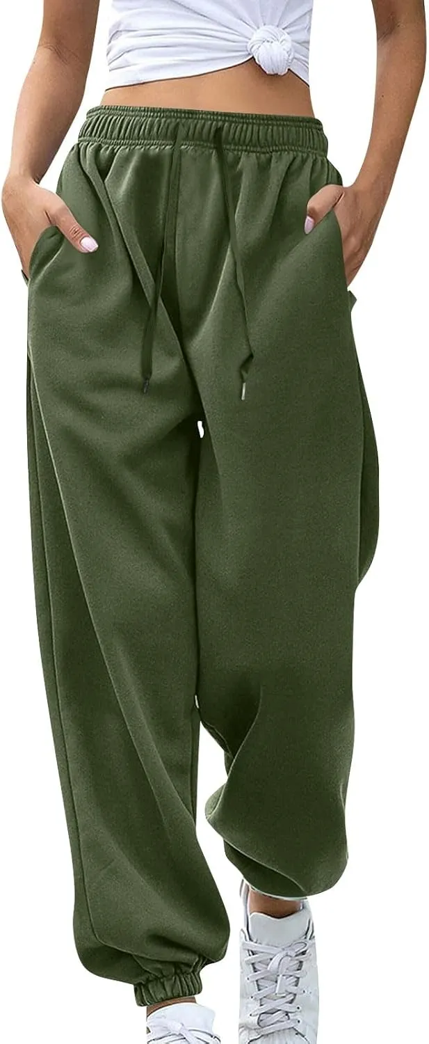 Jogger Sweatpants Women Baggy Drawstring High Waisted Yoga Joggers with Pockets Comfy Cinch Bottom Athletic Pants
