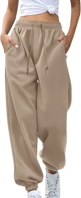 Jogger Sweatpants Women Baggy Drawstring High Waisted Yoga Joggers with Pockets Comfy Cinch Bottom Athletic Pants