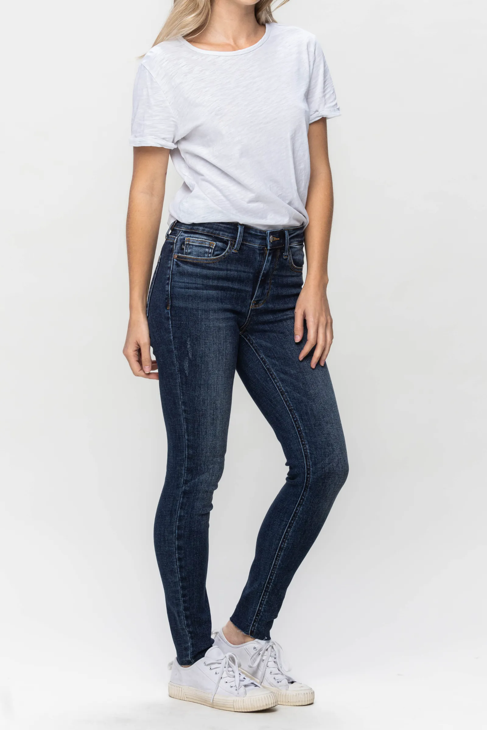 Judy Blue Mid Rise Vintage Raw Hem Skinny