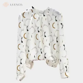 Luexco Geometric Blouse Minimalist Long-Sleeved Top
