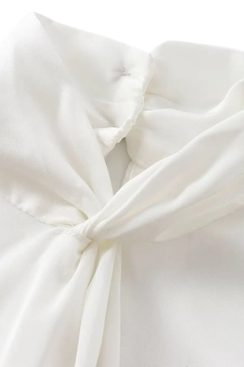 ‘Maya’ Minimalist Knot-Detail Satin-Feel Shirt