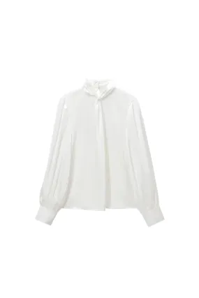 ‘Maya’ Minimalist Knot-Detail Satin-Feel Shirt